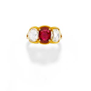 A 18K yellow gold, ruby ... 