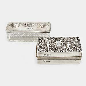 Two silver and crystal boxes, England 20th ... 