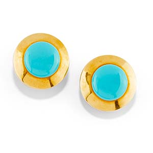 A 18K yellow gold and turquoise paste ... 