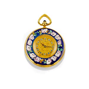 A 18K yellow gold and enamel pocket ... 