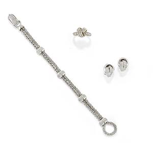 Lot of 18K white gold and diamond ... 