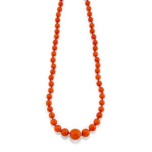 A 18K yellow gold and coral necklaceWeight g ... 