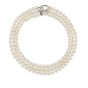 Collana in oro bianco 18K perle coltivate e ... 