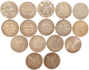 Lotto di sedici monete di argentodi cui 12 ... 