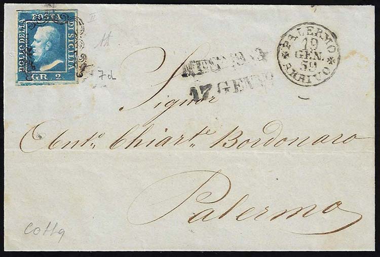 1859 - 2 grana azzurro oltremare, ... 