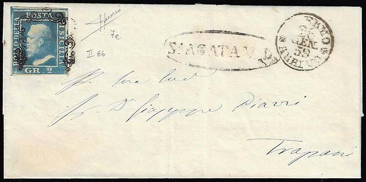 1859 - 2 grana azzurro smorto, II ... 