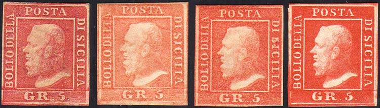 1859 - 5 grana rosa carminio e 5 ... 