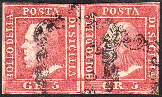 1859 - 5 grana rosa carminio, I ... 