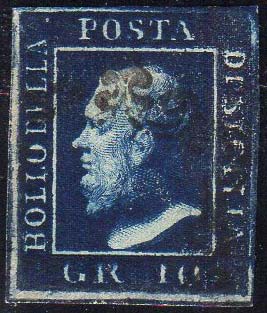 1859 - 10 grana indaco nero (12a), ... 
