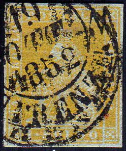 1851 - 1 soldo giallo bistro su ... 