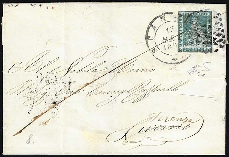 1851 - 2 crazie azzurro verdastro ... 