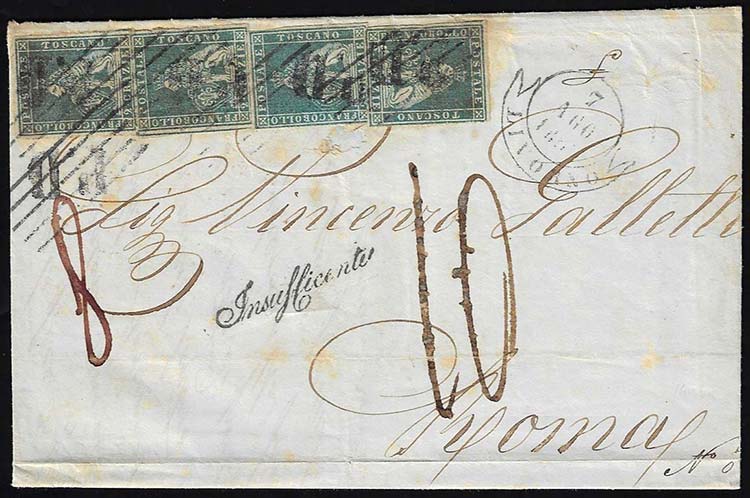 1855 - 2 crazie verde azzurro su ... 