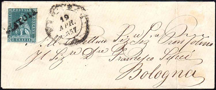 1857 - 2 crazie verde azzurro su ... 