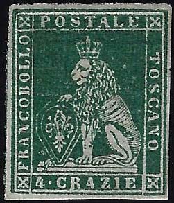 1851 - 4 crazie verde su grigio ... 