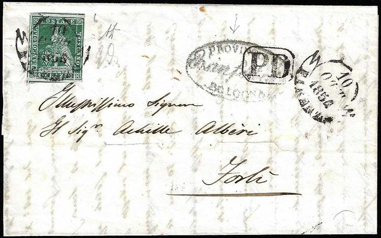 1854 - 4 crazie verde su grigio ... 