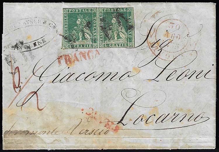 1855 - 4 crazie verde su grigio ... 