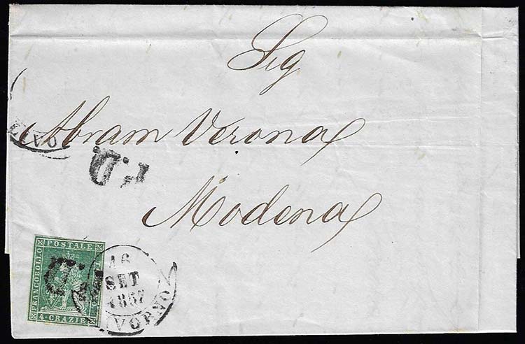 1857 - 4 crazie verde su grigio ... 