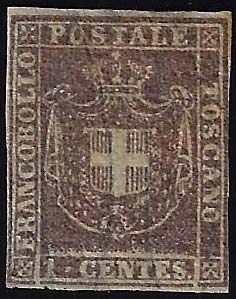 1860 - 1 cent. violetto bruno ... 