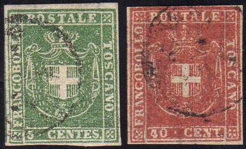 1860 - 5 cent. verde, 40 cent. ... 