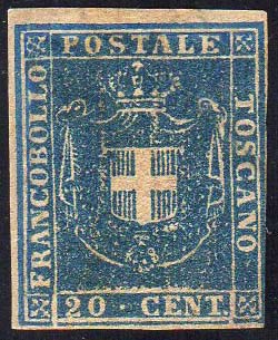 1860 - 20 cent. azzurro (20), ... 