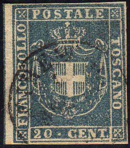 1860 - 20 cent. azzurro grigio, ... 