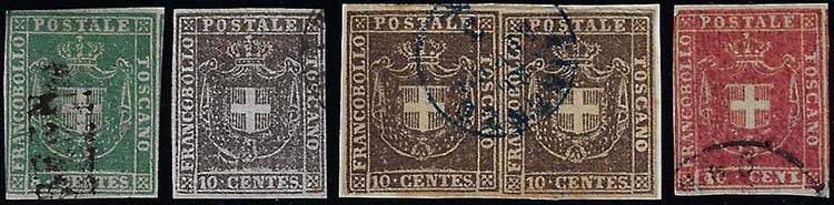 1860 - 5 cent., 10 cent. singolo e ... 