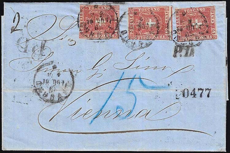 1861 - 40 cent. carminio (21), tre ... 