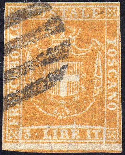 1860 - 3 lire ocra arancio (23a), ... 