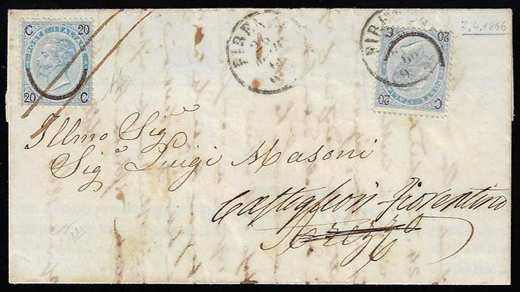 1866 - 20 cent. su 15 cent. Ferro ... 