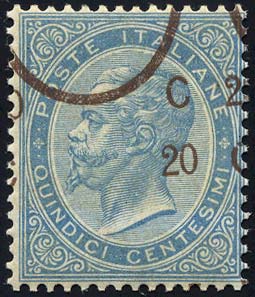 1865 - 20 cent. su 15 cent. Ferro ... 