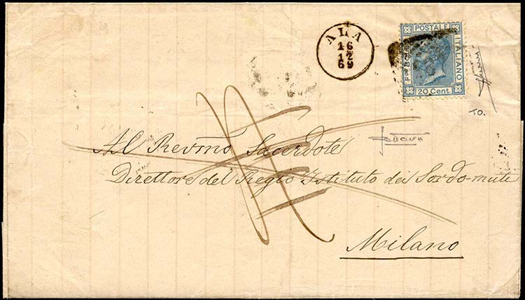 1869 - 20 cent. azzurro, tiratura ... 