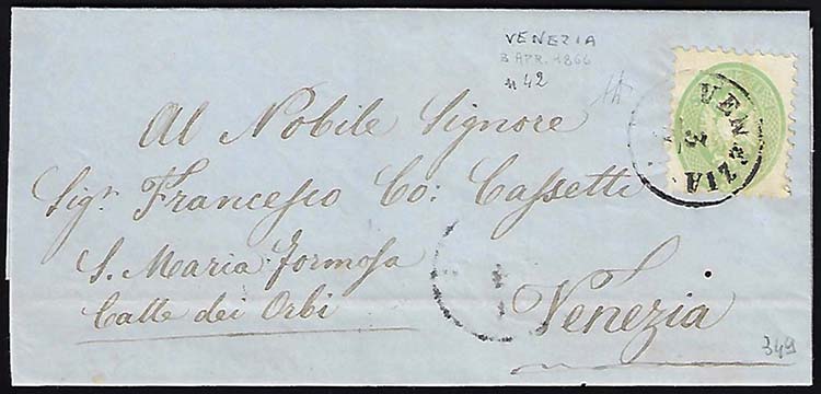 1866 - 3 soldi verde, dent. 9 1/2 ... 