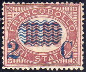 1878 - 2 cent. su 10 lire Servizio ... 