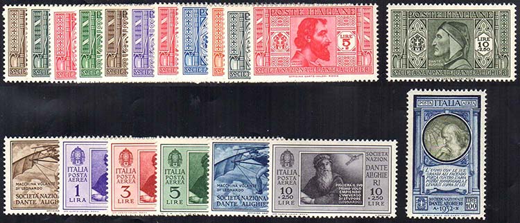 1932 - Dante, 19 valori, con 100 ... 