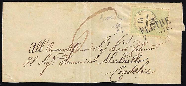 1854 - 15 cent., marca da bollo ... 