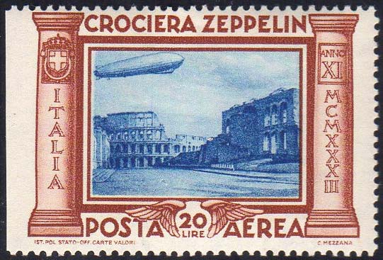 1933 - 20 lire Crociera Zeppelin ... 