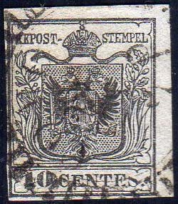 1850 - 10 cent. nero, carta a mano ... 