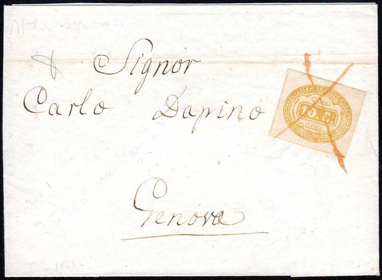 1863 - 10 cent. giallo (1), ... 