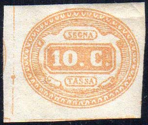 1863 - 10 cent. arancio (1b), ... 