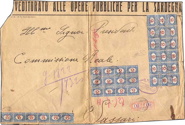 1927 - 2 lire azzurro e carminio, ... 