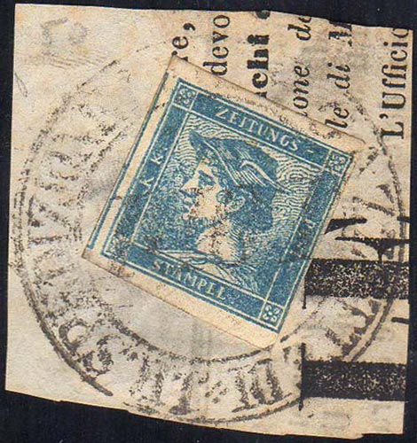 1851 - 3 cent. Mercurio azzurro, I ... 