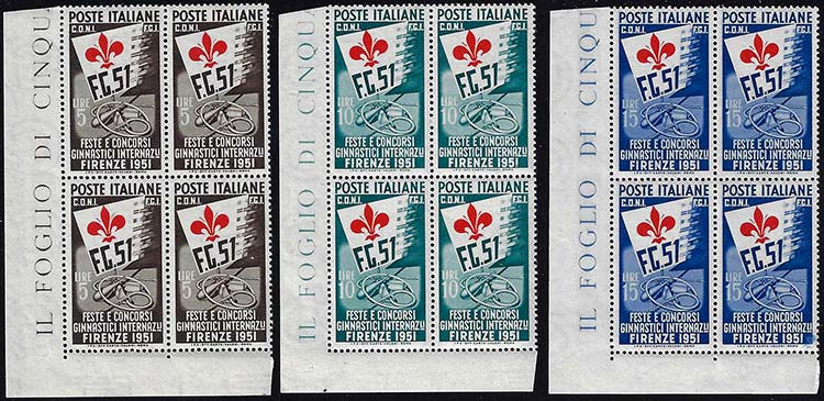 1951 - Ginnici (661/663), blocchi ... 