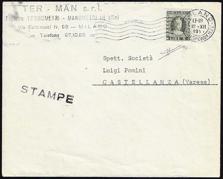 1951 - 5 lire marca da bollo, ... 