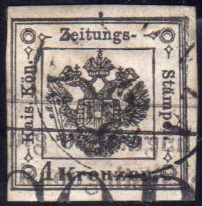 1859 - 1 kr. nero (2), usato a ... 