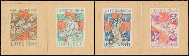 1950 ca - Cinque bozzetti a matita ... 