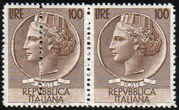 1854 - 100 lire Turrita, filigrana ... 