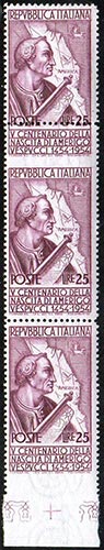 1954 - 25 lire Vespucci, striscia ... 