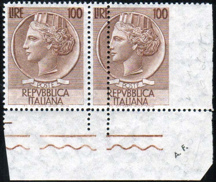 1955 - 100 lire Turrita, filigrana ... 