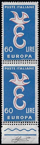 1958 - 60 lire Europa Cept, doppia ... 