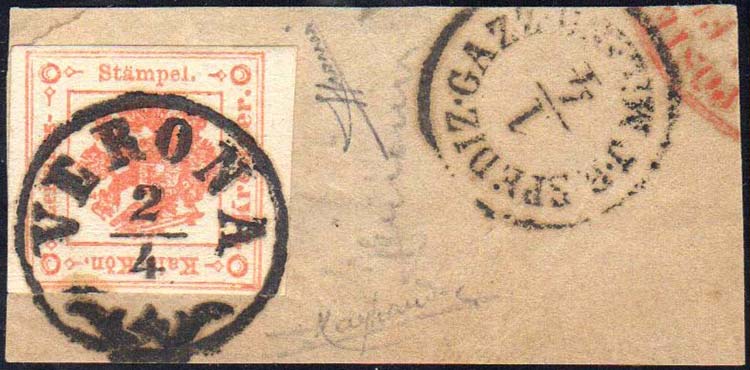 1858 - 4 kr. rosso smorto (4), ... 